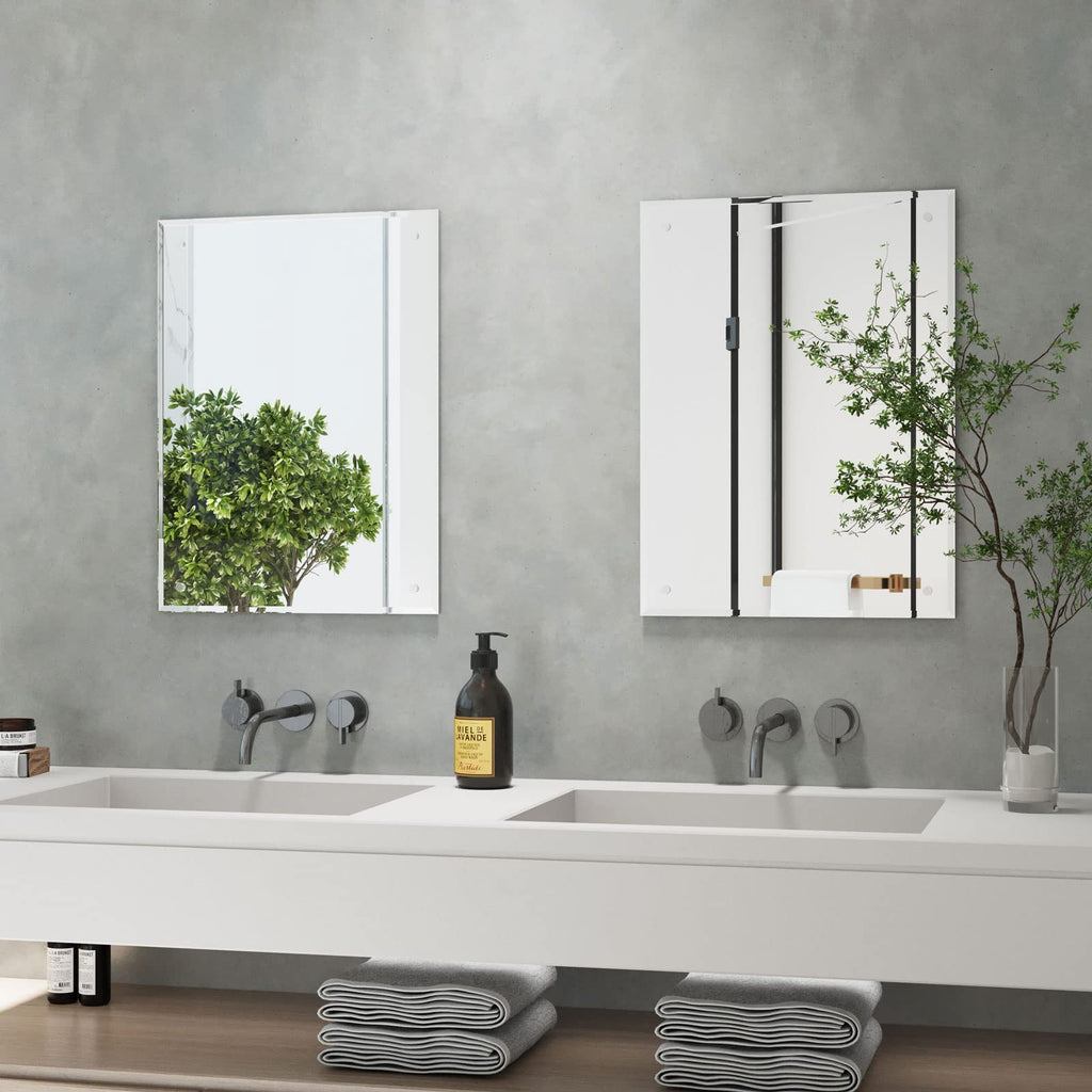 Dripex Frameless Rectangle Wall Mirror | 60x45cm Bevelled Edge Glass