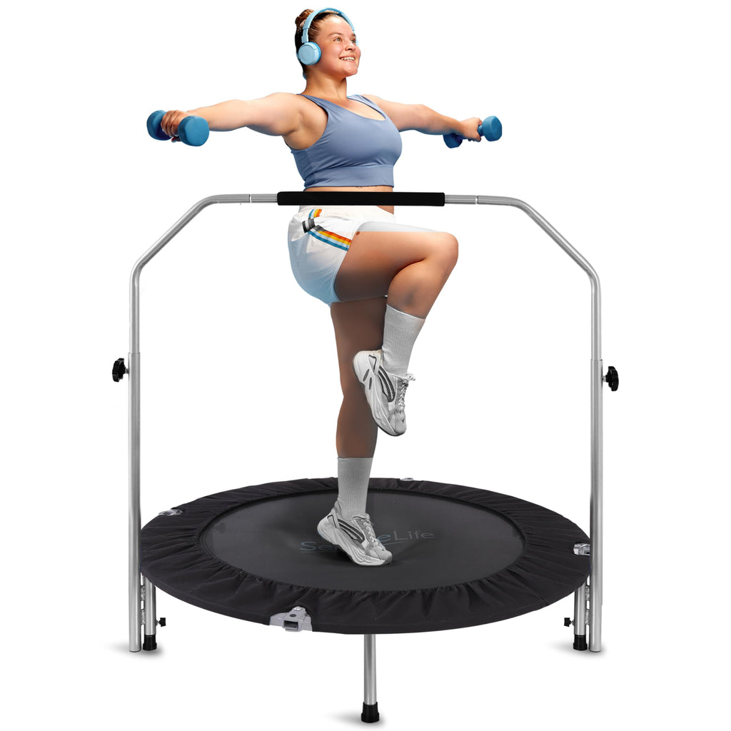 SereneLife 40" Foldable Mini Trampoline – Fitness Rebounder with Handle