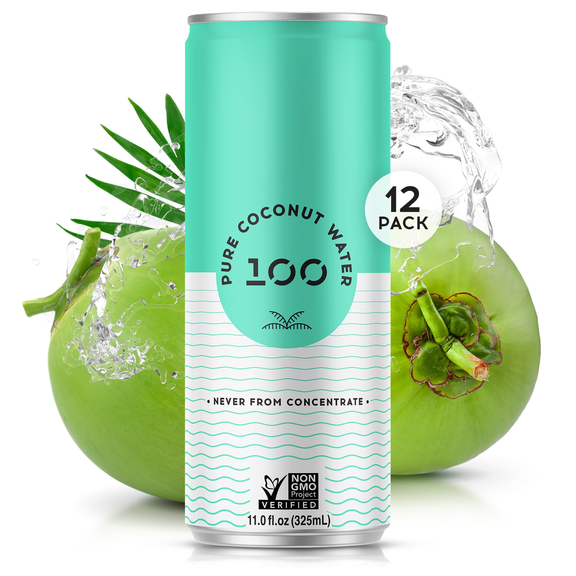 100 Coconuts Pure Coconut Water – Natural Electrolyte Drink, 12 Pack