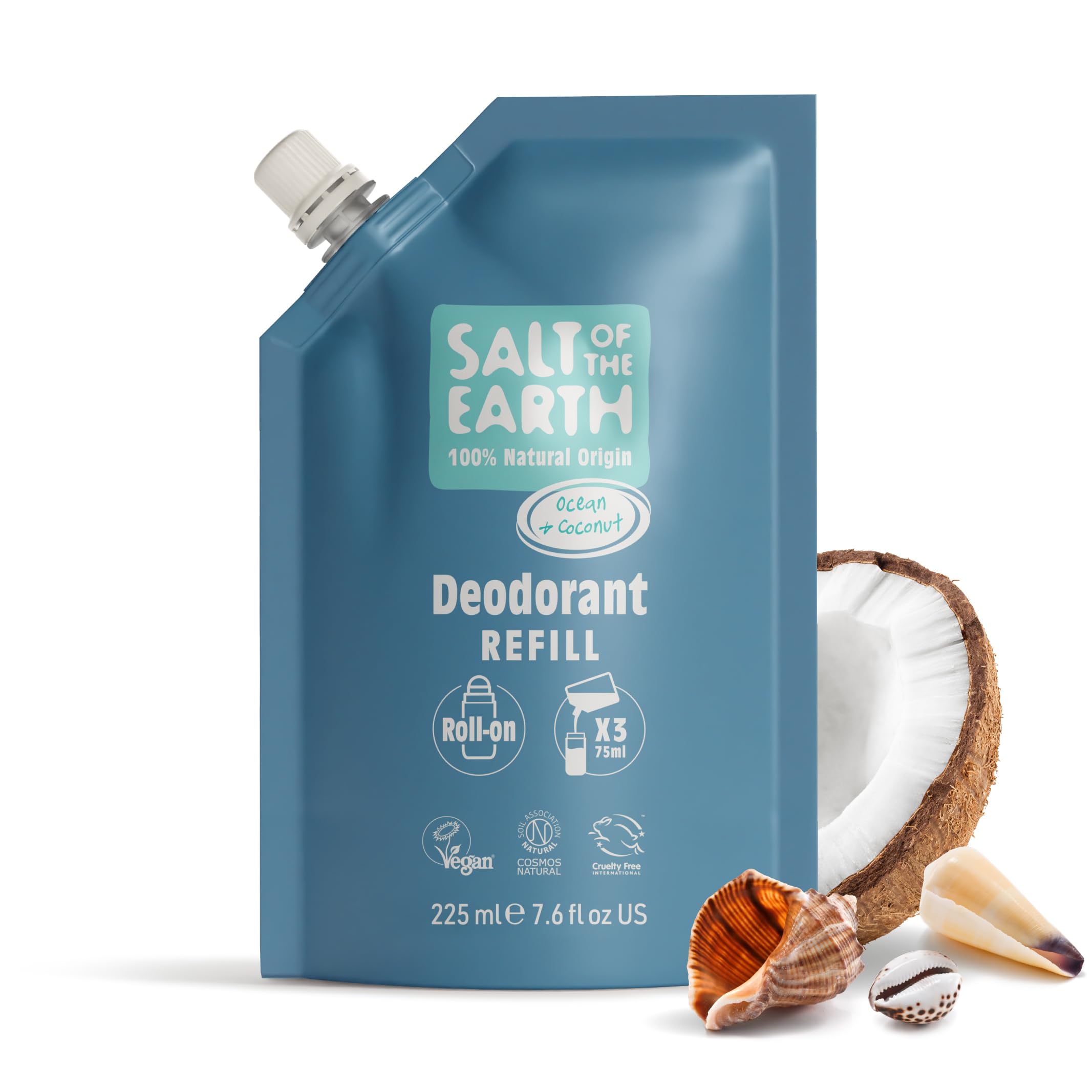 Salt of the Earth Natural Deodorant Roll On Refill Pouch - Ocean & Coconut