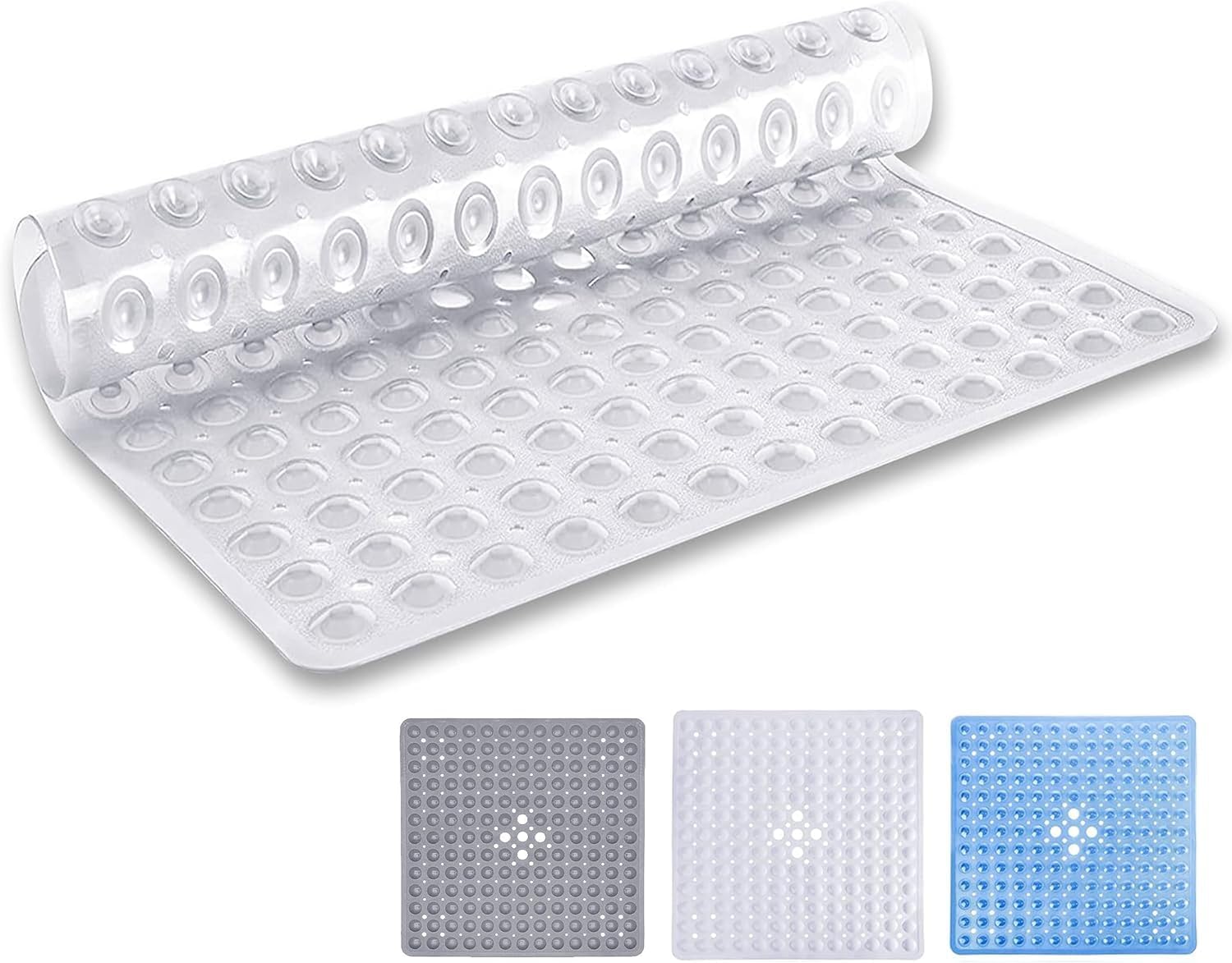 Ameha Square Non-Slip Shower Bath Mat | Anti-Mould Clear PVC | 53x53cm