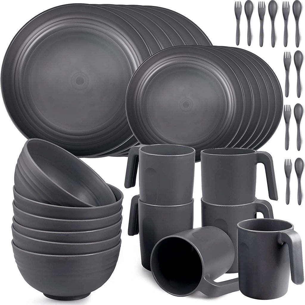 Jolof Store 36pc Unbreakable Dinnerware Set – Microwave Safe Camping Plates