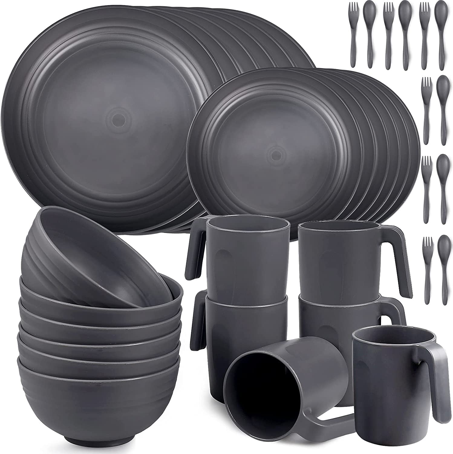 Jolof Store 36pc Unbreakable Dinnerware Set – Microwave Safe Camping Plates