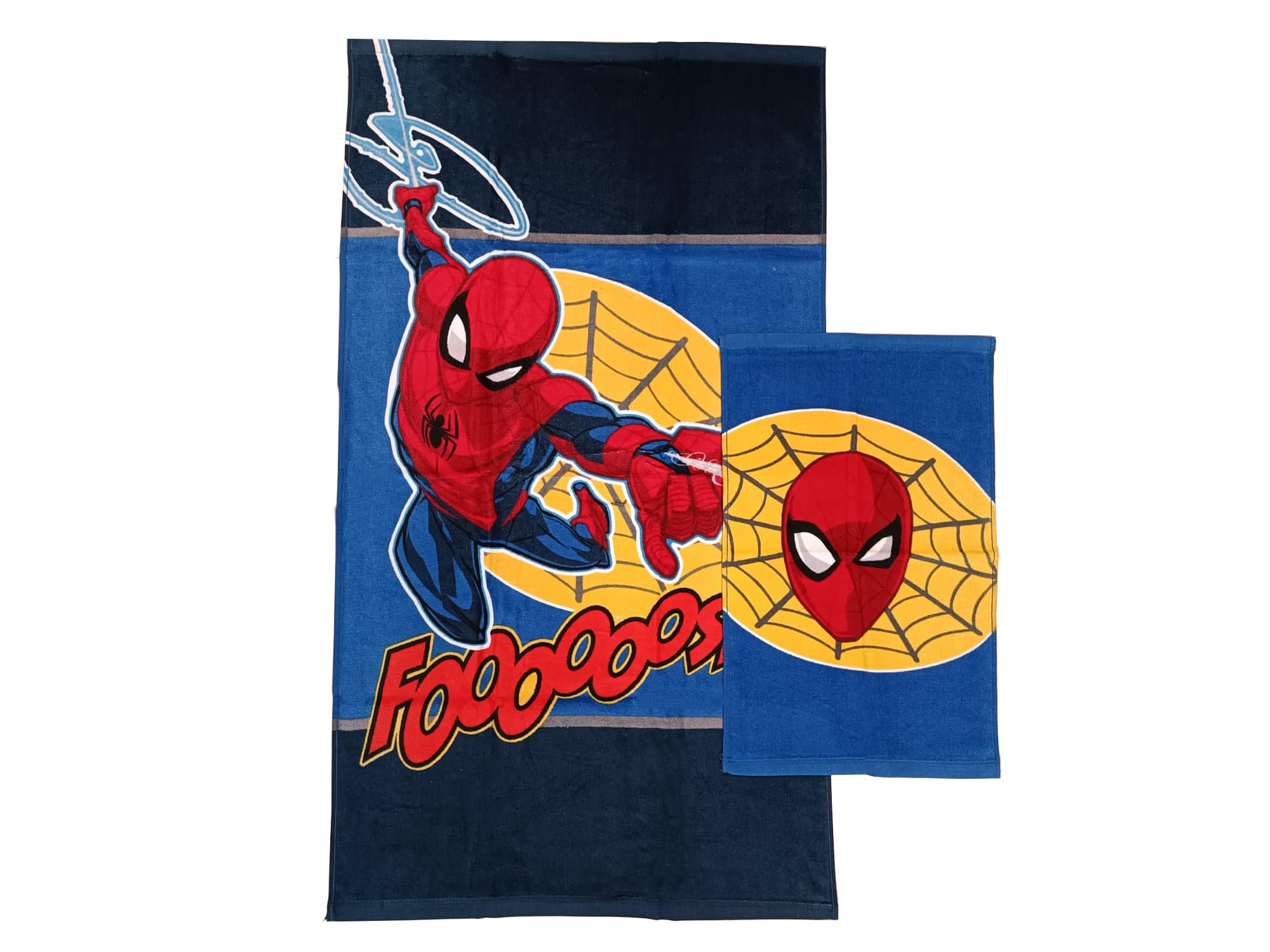 Marvel Spiderman 2-Piece Cotton Bath Towel Set – Blue Terry Towelling