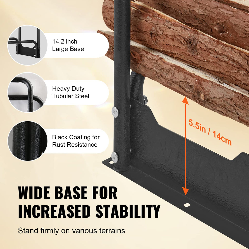 VEVOR 8.5FT Outdoor Firewood Rack with 600D Waterproof Cover | 1/2 Cord