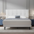 Yocreat Super King Upholstered Bed Frame with Storage - White Linen