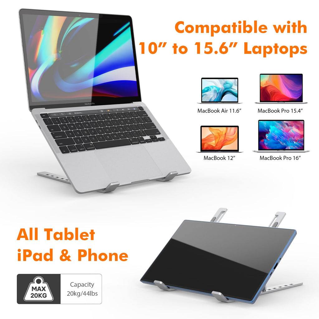 GRIFEMA Laptop Stand for Desk, Aluminum Laptop Riser 7-Angle Adjustable