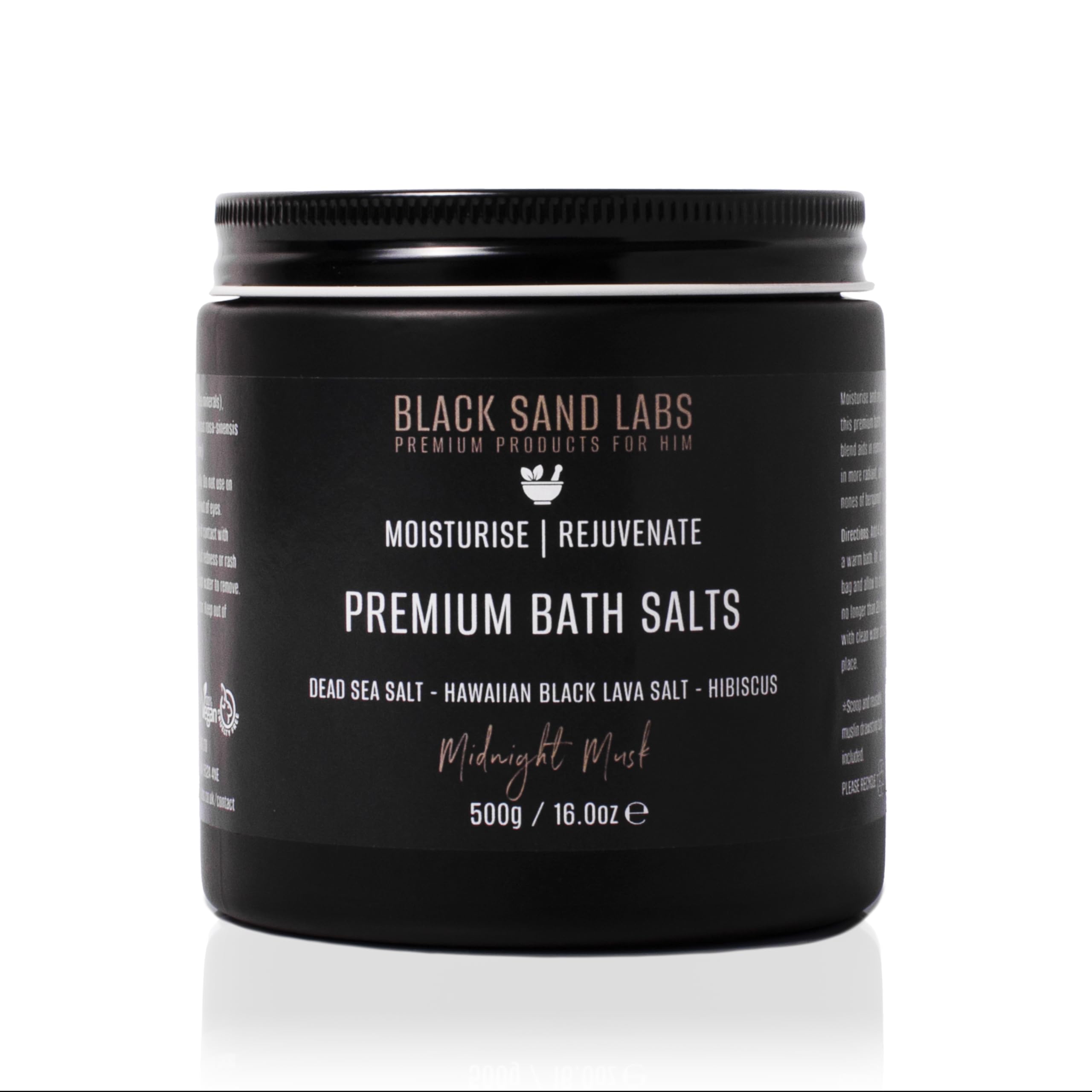Black Sand Labs Midnight Musk Bath Salts for Men – Dead Sea & Lava Salt