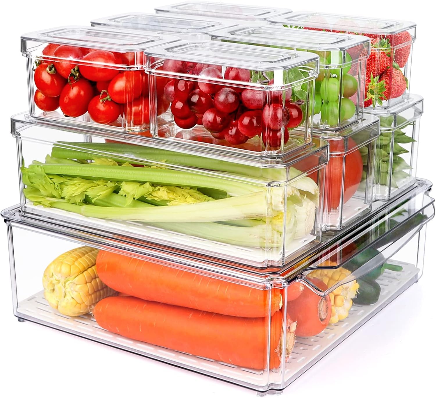 IVODEELA 10 Pack Fridge Organisers | Stackable Clear Storage with Lids