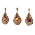 ANCLLO 3PCS Three sizes Hanging Wall Basket Teardrop Hanging Baskets Hand Woven Wall Mounted Teardrop Hanging Wall Decor Baskets for Kitchen Storage