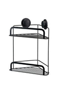 Croydex Stick 'N' Lock Corner Shower Caddy – Two Tier Matt Black