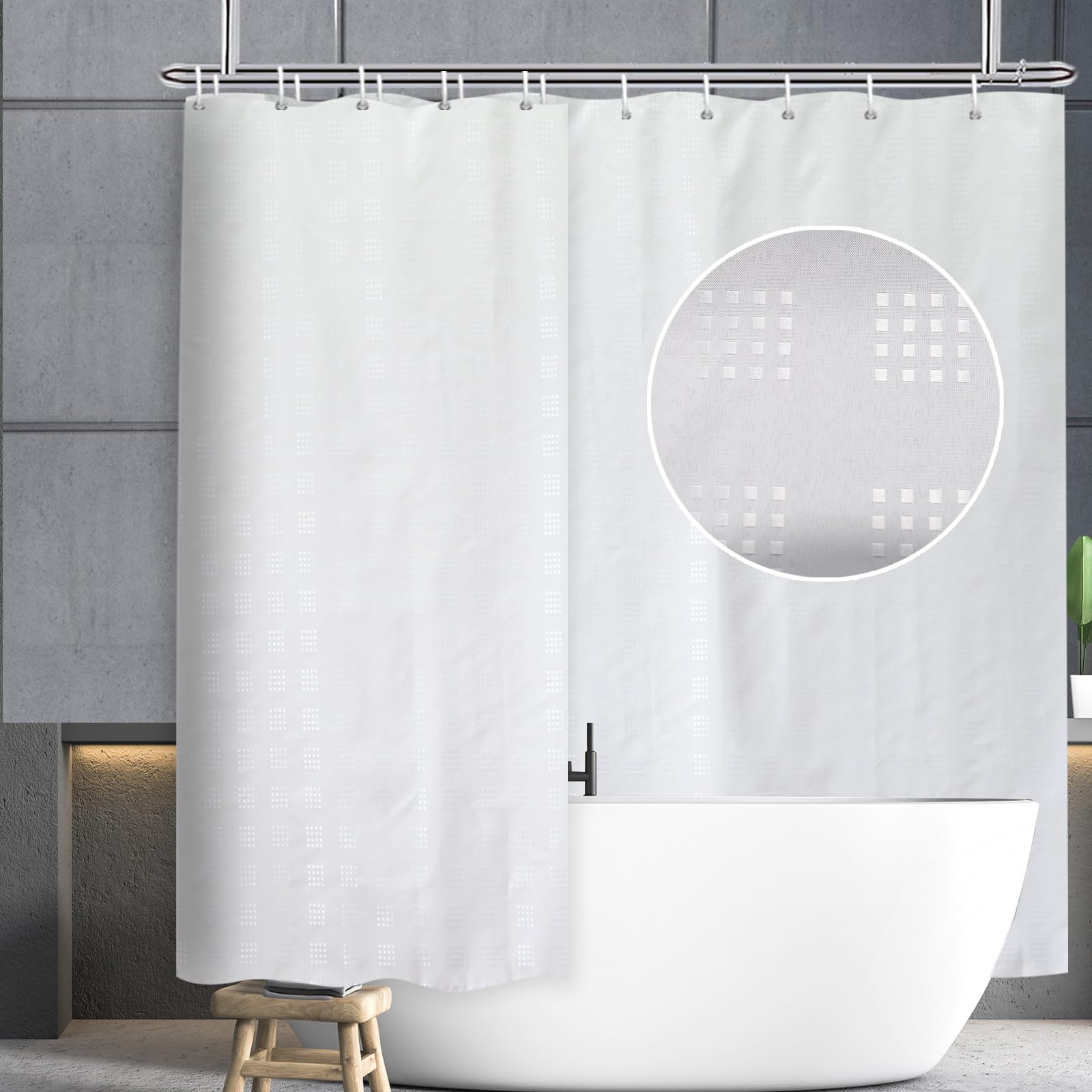 Jolof Store Extra Wide Textured Shower Curtain | Waterproof Polyester