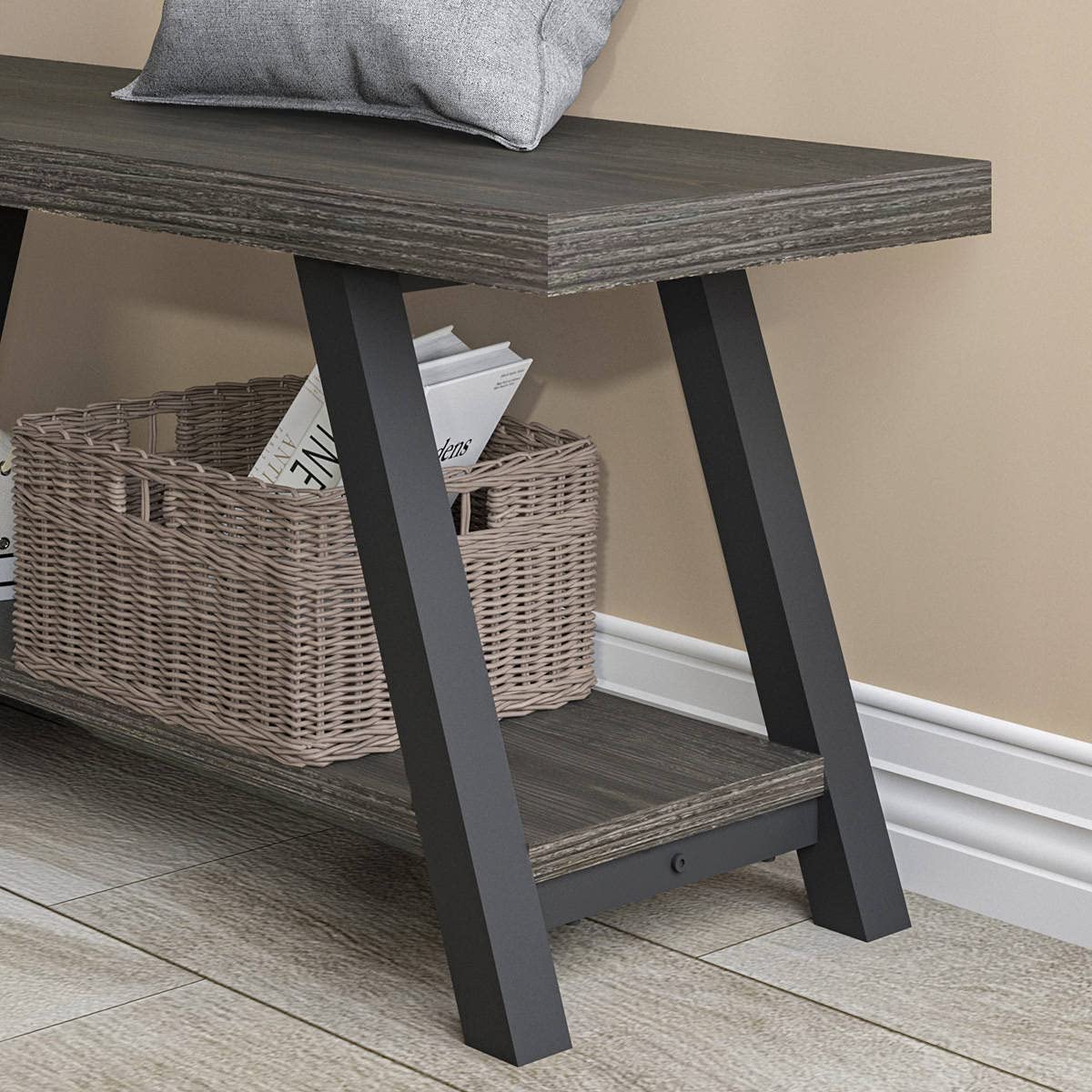 LVB Shoe Storage Bench Entryway Benches for Hallway 120cm Dark Oak - image 3