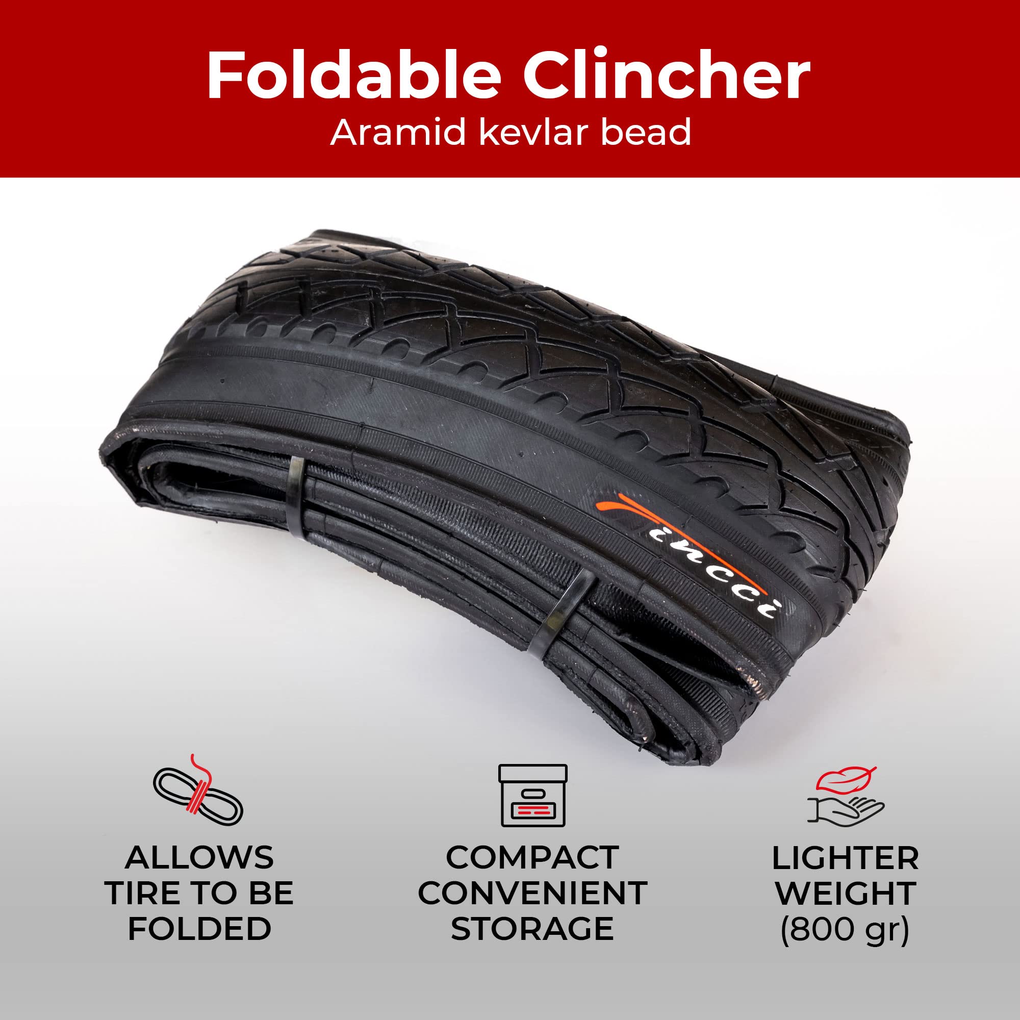 Fincci 26 x 2.125 Slick Hybrid Foldable Bike Tyres with Tubes | 2 Pack