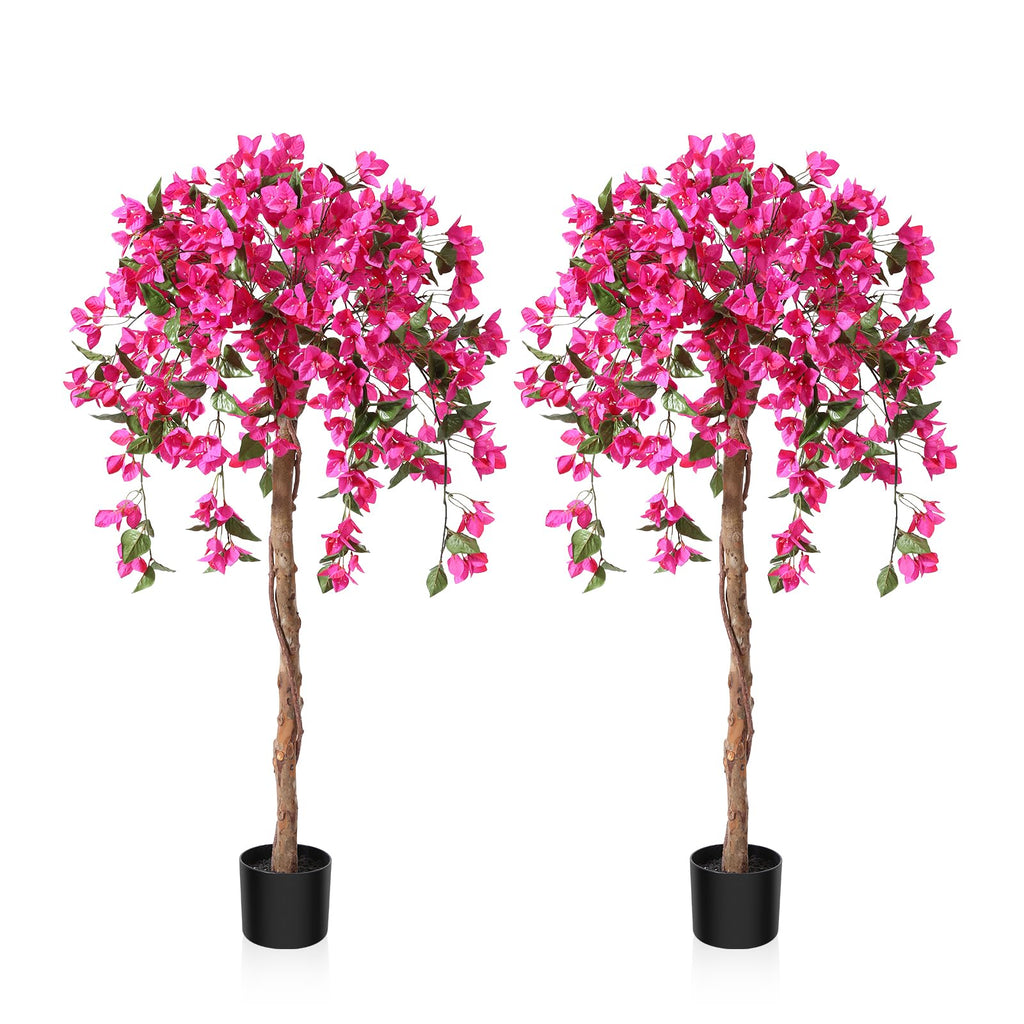 Fopamtri 120cm Pink Artificial Bougainvillea Tree - 2 Pack Faux Plant