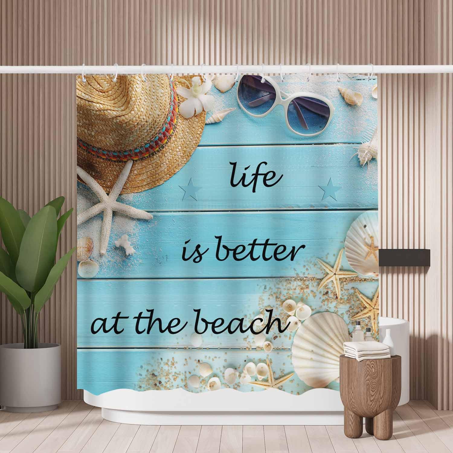 Beach Shower Curtain – Mold Resistant Polyester, 180x180cm