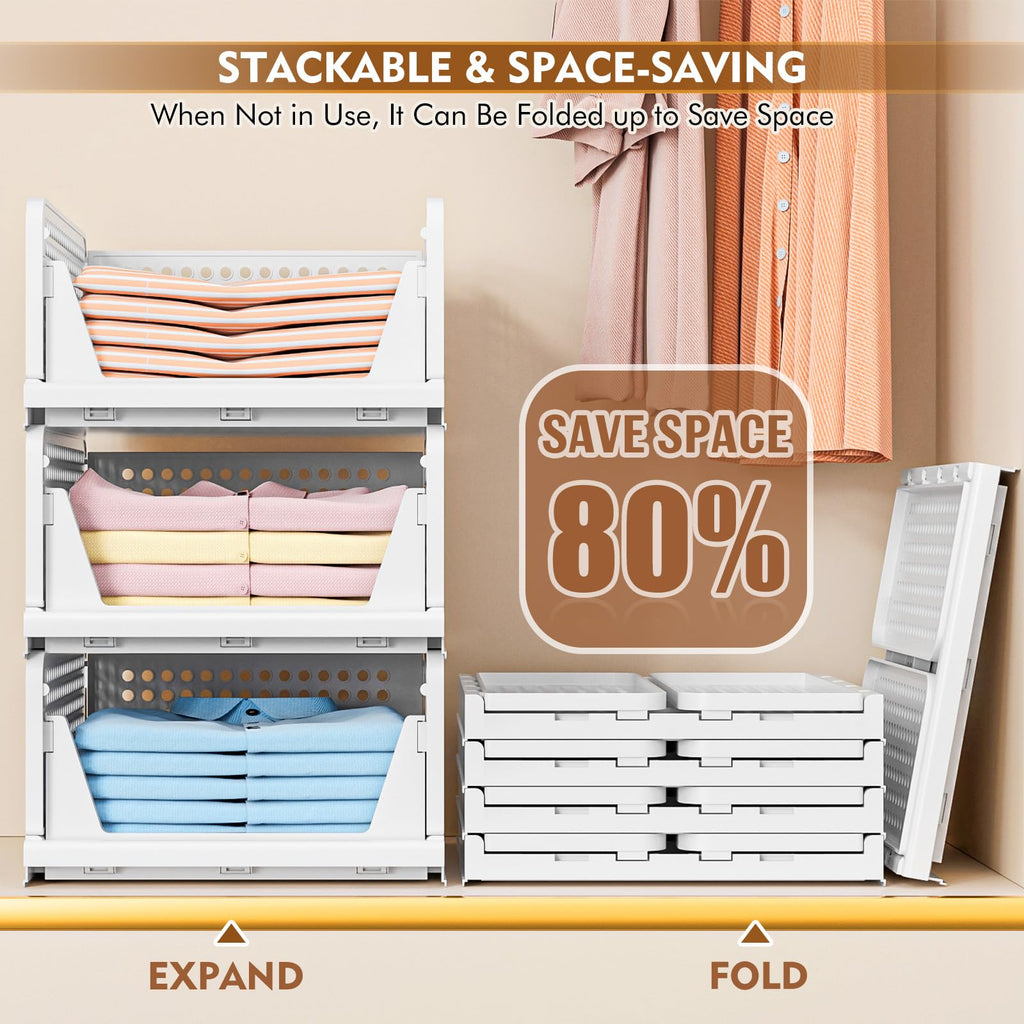 TidyIsles Stackable Wardrobe Storage Organisers – 5 Pack Plastic Boxes