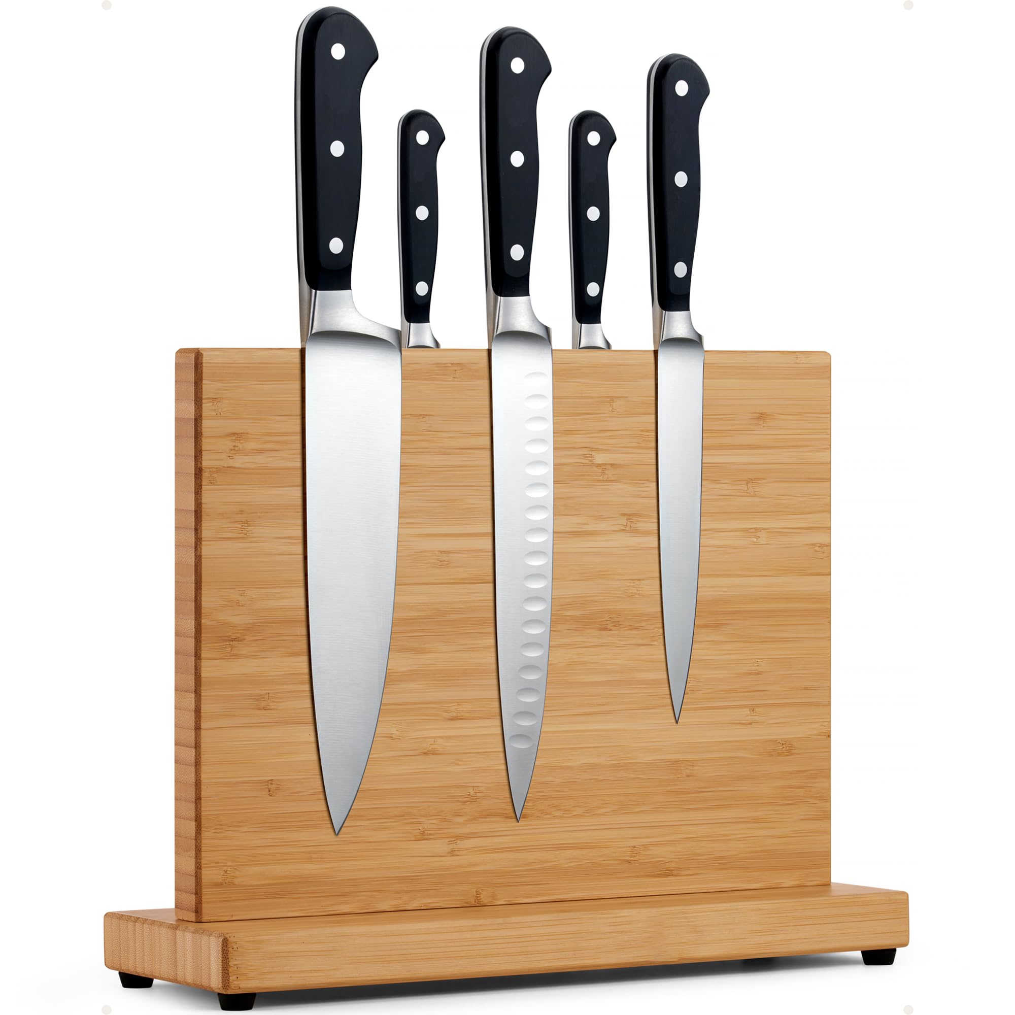 LARHN Magnetic Knife Block – Double-Sided Bamboo Holder for 23cm Knives