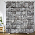 GardEssere Grey Stone Wall Shower Curtain | Waterproof Polyester with Hooks
