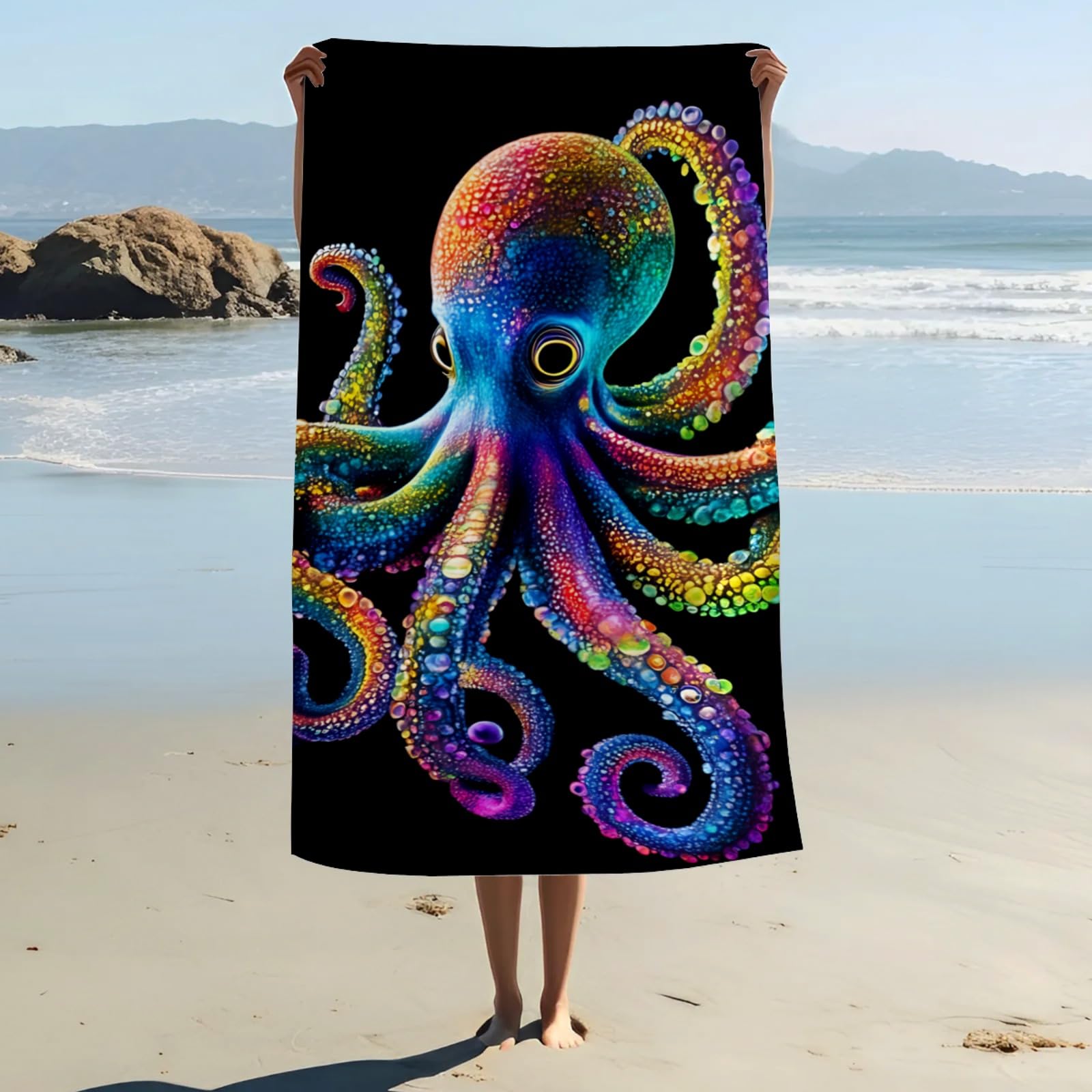 Jolof Store Octopus Microfiber Beach Towel – Sand-Free & Quick-Dry
