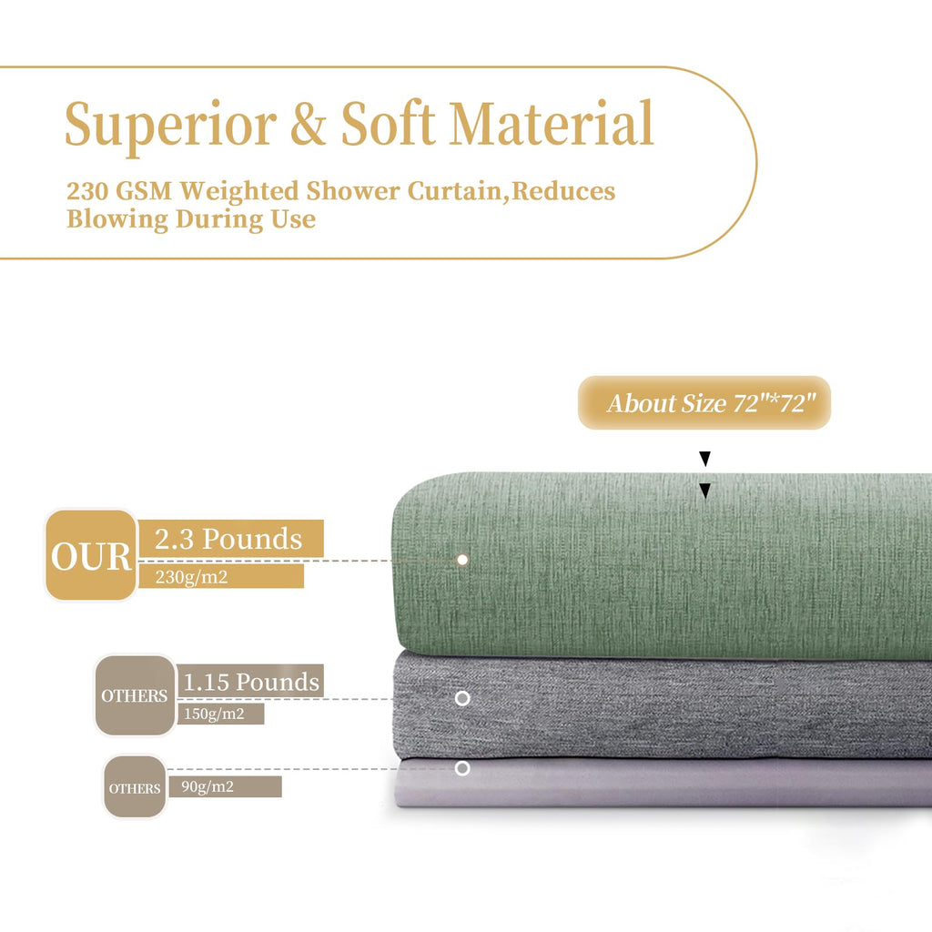 Shower Curtain, Heavy-Duty Linen-Texture Fabric Shower Curtain, Extra Soft Double-layer waterproof Shower Curtains With Smart Function Stainless - image 4