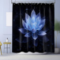LanZanthic Lotus Shower Curtain | Black & Blue Floral Zen Fabric, 180x200cm