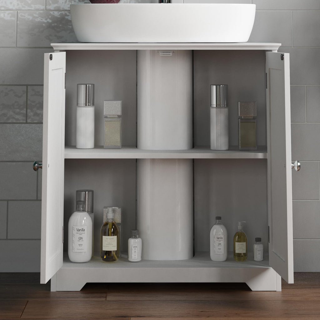 Bath Vida Priano Under Sink Bathroom Cabinet | White 2-Door Storage