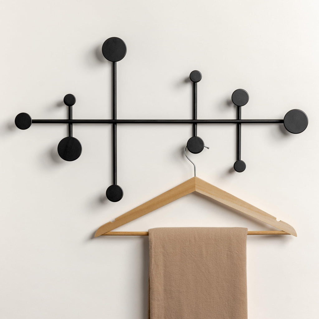 Kazai Sval Wall-Mounted Coat Rack – Modern Minimalist Metal Hooks | Black