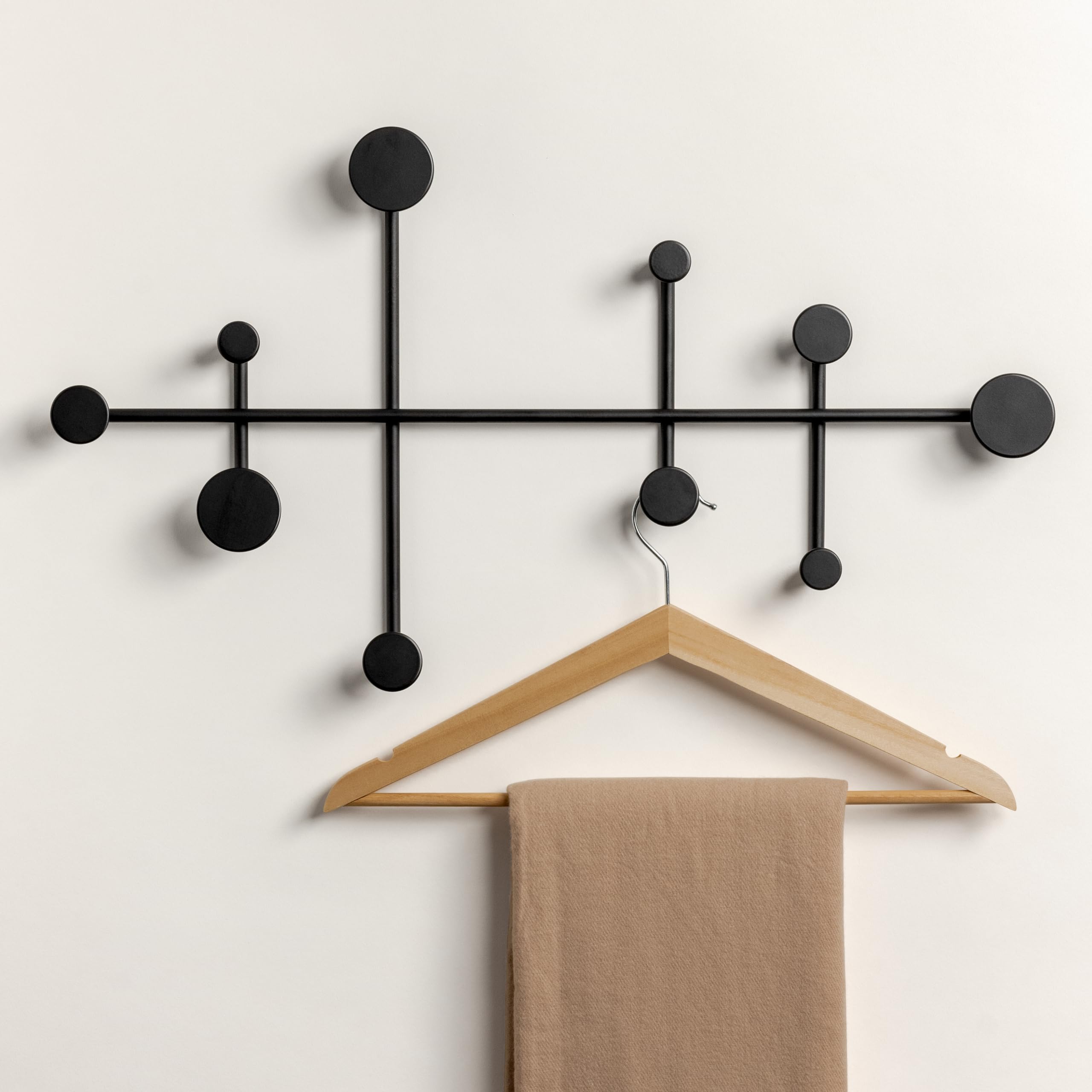 Kazai Sval Wall-Mounted Coat Rack – Modern Minimalist Metal Hooks | Black