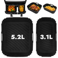 GINOYA Silicone Air Fryer Liners for Dual Drawer - Reusable 2-Piece Set