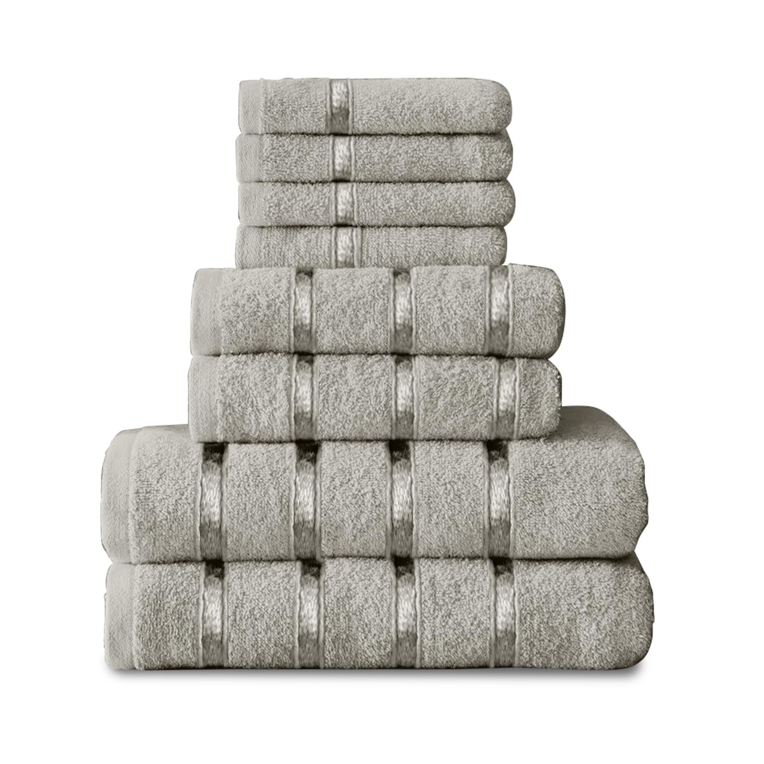 Gaveno Cavalia 8 Piece Towel Bale Set | 100% Cotton Silver Towels
