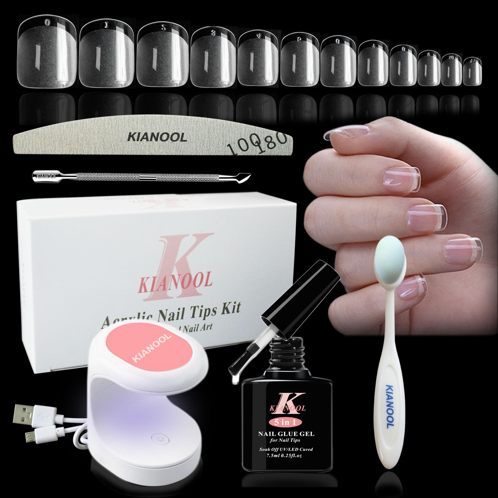 Jolof Store Nail Extension Kit | 552Pcs Short Square Tips & UV Lamp
