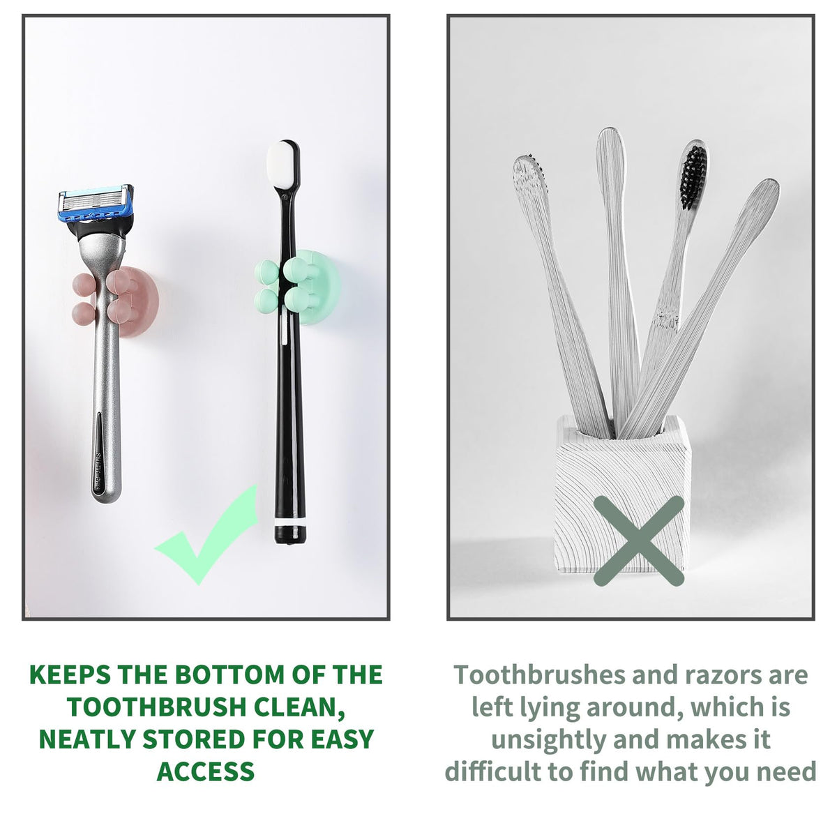 Silicone Toothbrush Holders Multi-Function Hook Razor holder Waterproof Self Adhesive Wall Mounted Single Hook for Wall or Glass for Hanging Bathroom - image 3