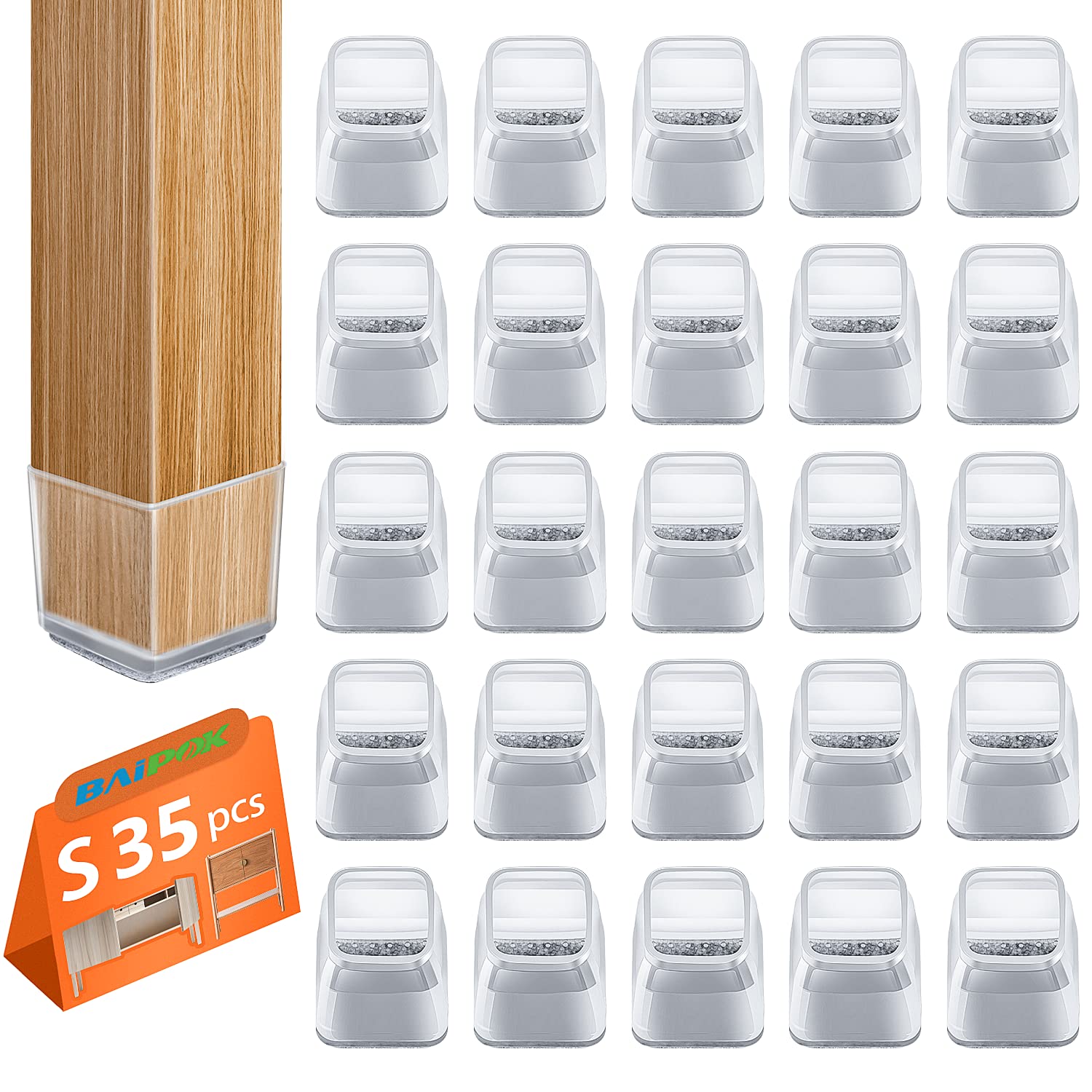 Jolof Store Silicone Chair Leg Floor Protectors for Hardwood, 35pcs
