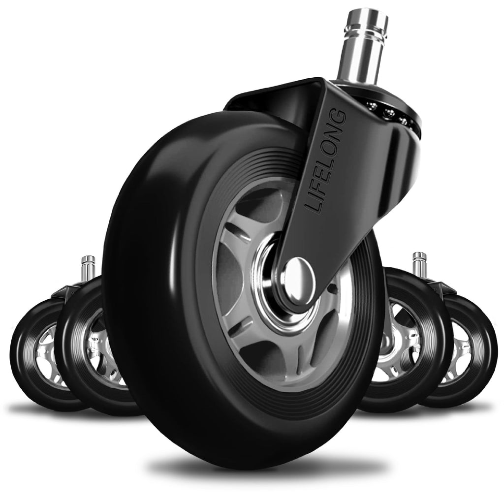 Jolof Store Office Chair Wheels - Heavy Duty Rubber Casters, Set of 5