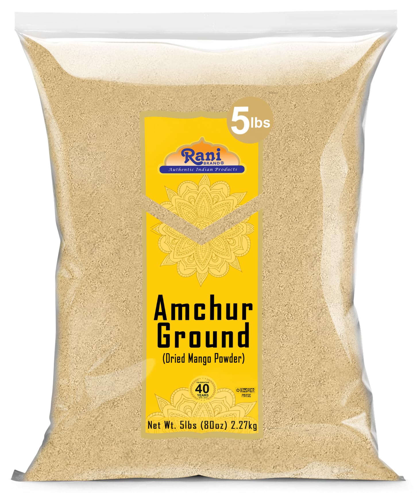 Rani Amchur Mango Ground Powder – 5lbs Bulk All Natural Indian Spice