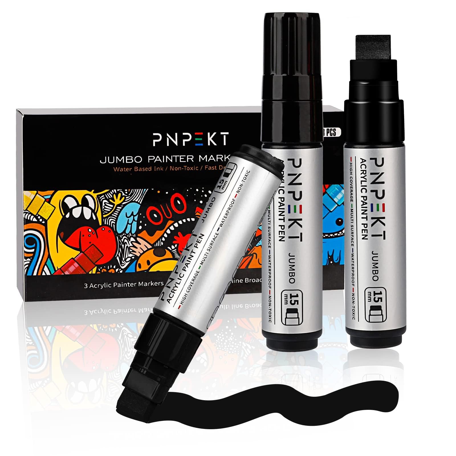15mm Wide Acrylic Markers – 3-in-1 Chisel Tip Paint Pens