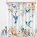 Lerores Pink Floral Bird Shower Curtain - 120x200cm Anti-Mould Polyester