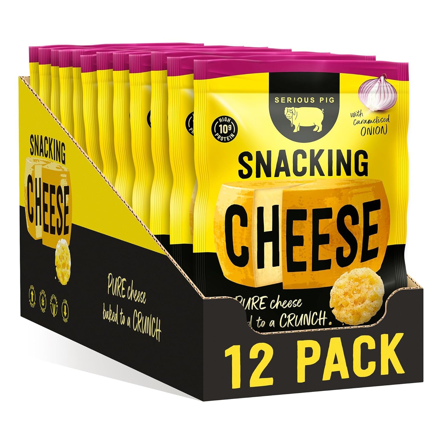 Serious Pig Snacking Cheese Caramelised Onion Crisps - 12 x 24g