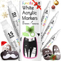 Funcils White Acrylic Paint Pens – 5 Pack Fine to Jumbo Sizes (1-15mm)