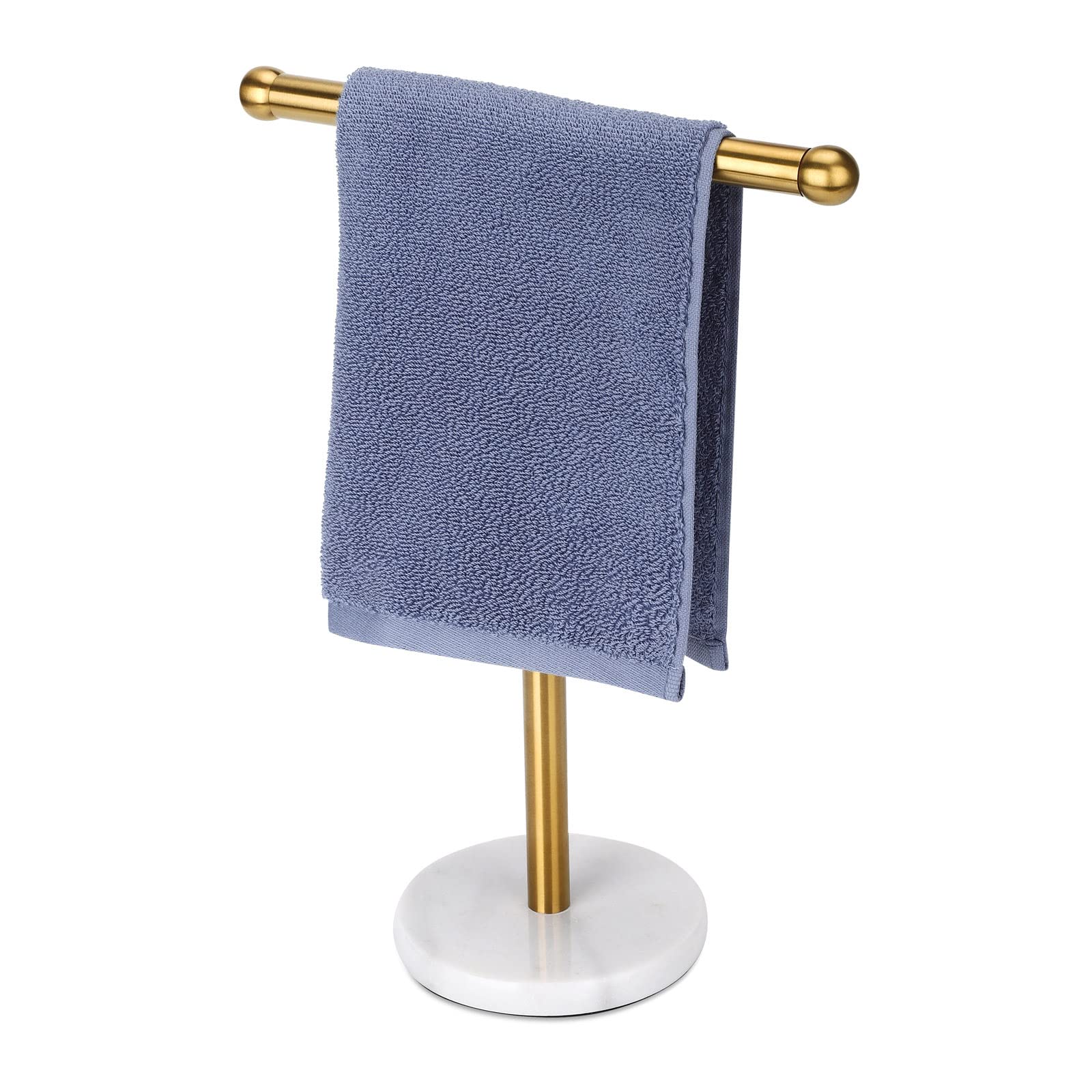 Jolof Store Gold Hand Towel Holder Stand with Heavy Marble Base – T-Shape