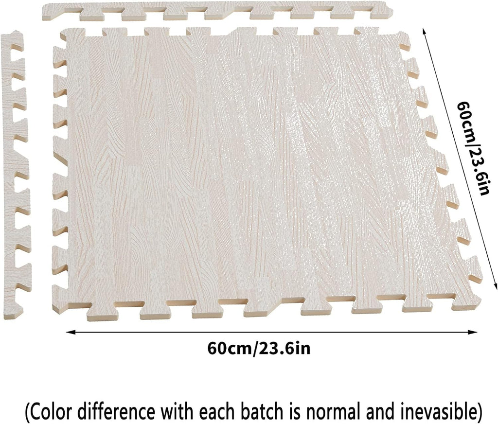 LUVODI Wood Grain Interlocking Foam Floor Tiles | 12Pcs Gym Mats