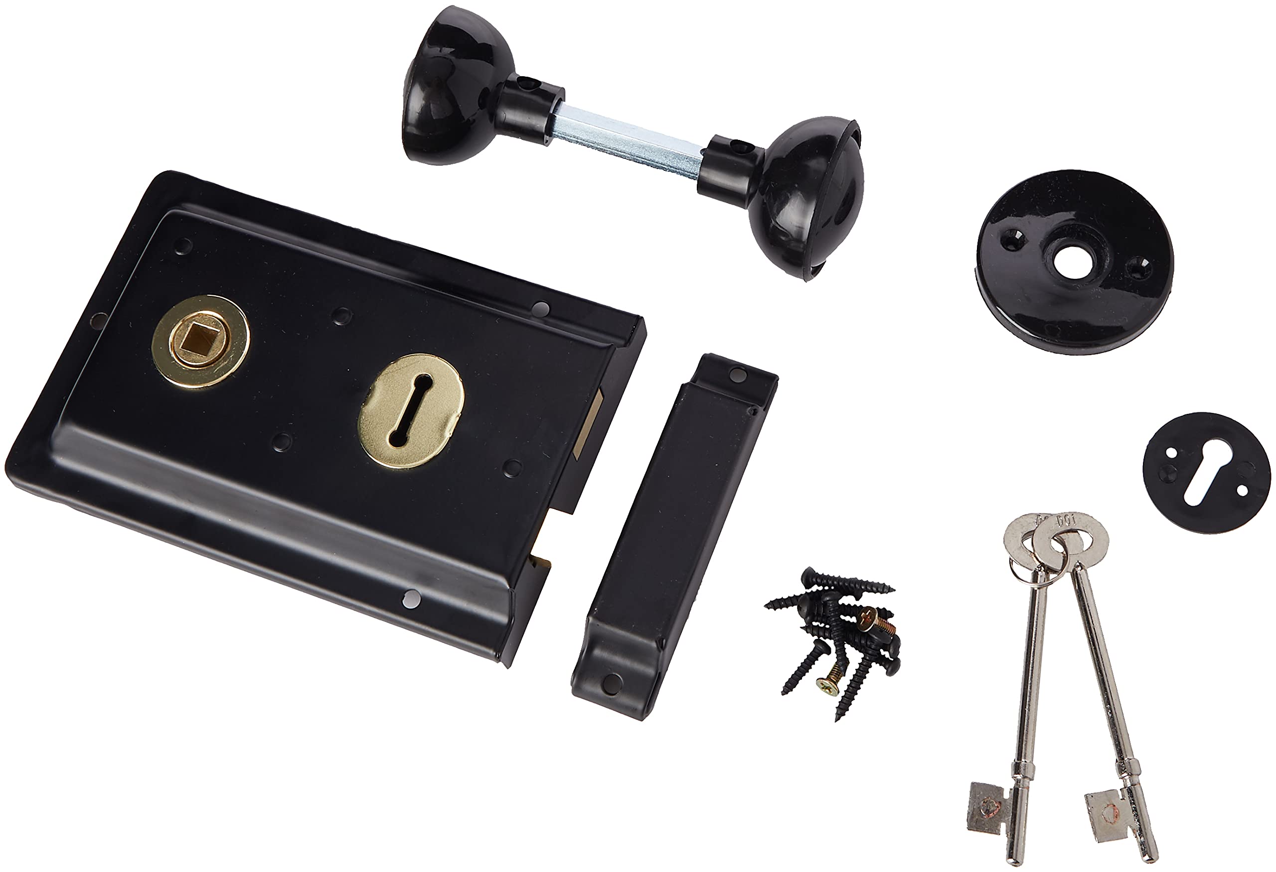 ERA Rim Sashlock with Handles – 6 x 4-inch Security Door Lock, Black