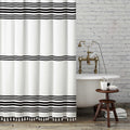 Seasonwood Black and White Striped Boho Shower Curtain with Tassels – 72x96