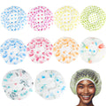 Jolof Store 10-Pack Reusable Shower Caps | Waterproof EVA Hair Caps