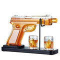 Kollea Gun Whiskey Decanter Set | 15oz Glass Dispenser with 2 Glasses