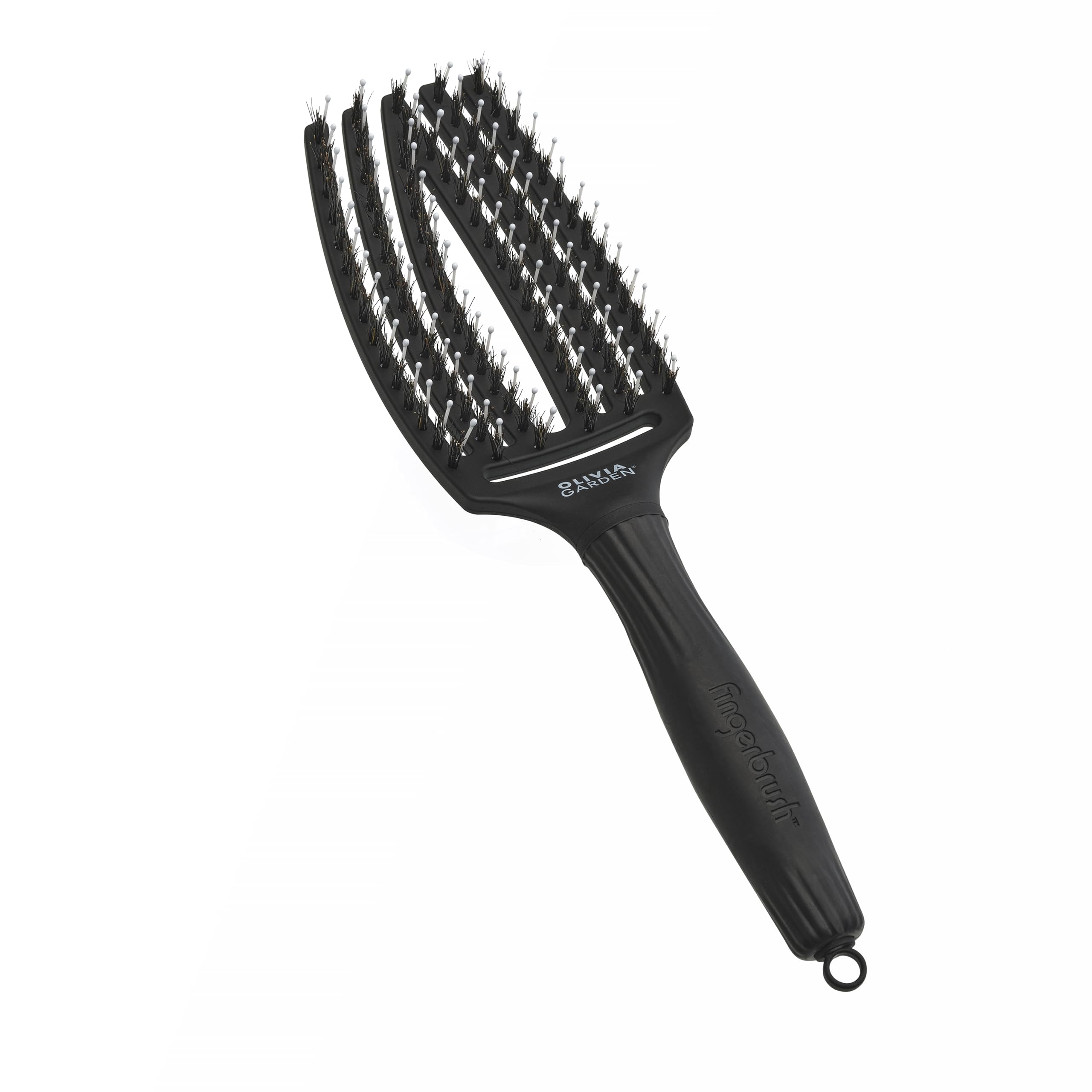 Olivia Garden Fingerbrush Combo Medium | Detangling Hair Brush, Black