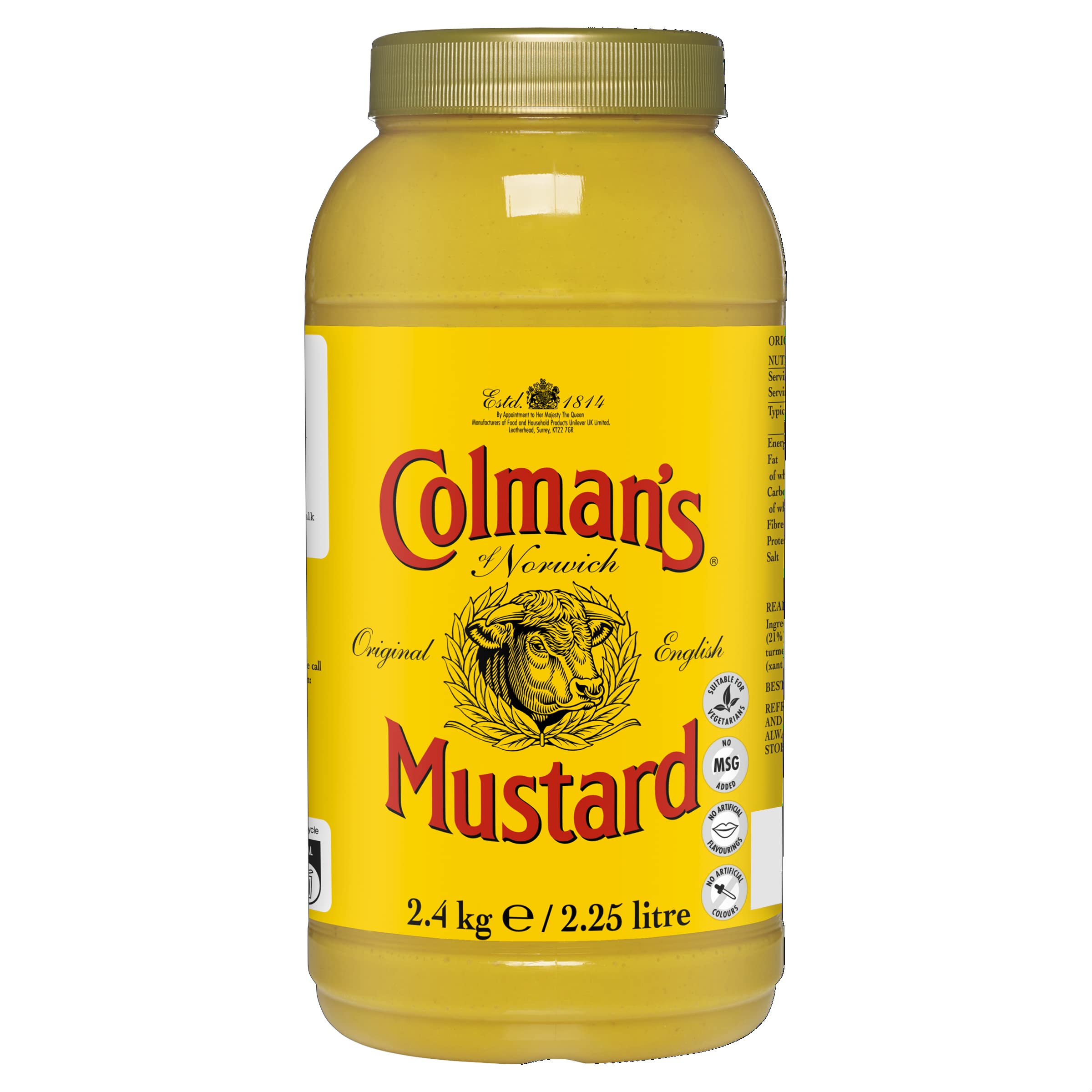 Colman's English Mustard – Original Spicy Condiment, 2.25L (Pack of 2)