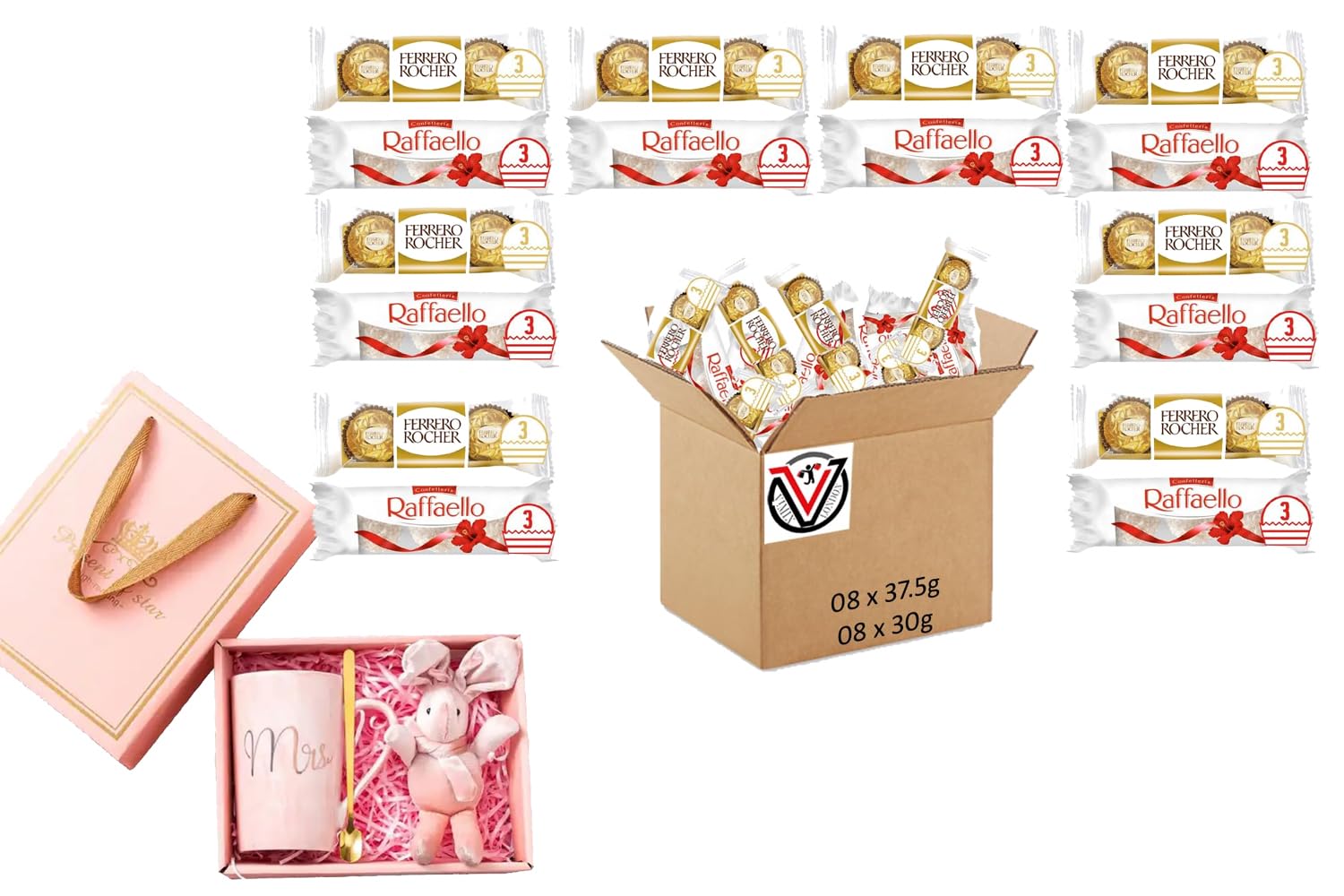 Ferrero Rocher & Raffaello Pralines Mixed Chocolate Gift Pack - 16 Count