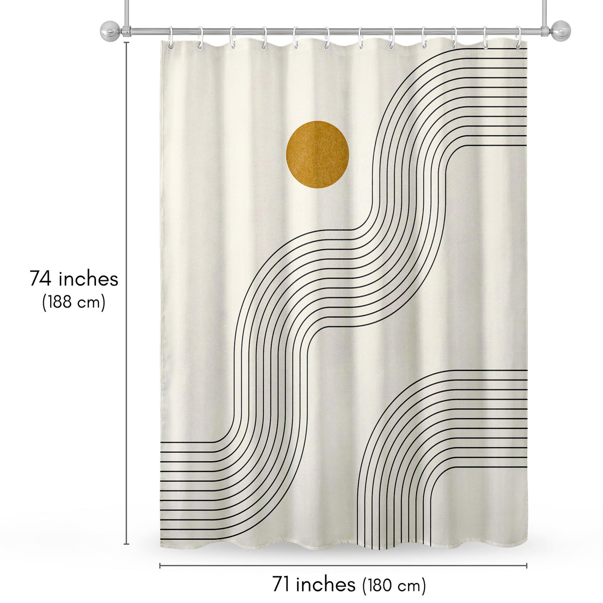 Americanflat 71x74 Boho Shower Curtain - 100% Polyester Shower Curtain with 12 Hooks - Shower Curtains for Bathroom - image 3